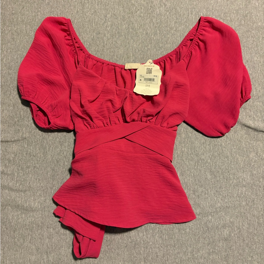 Altar'd State Red Puff Sleeve Top